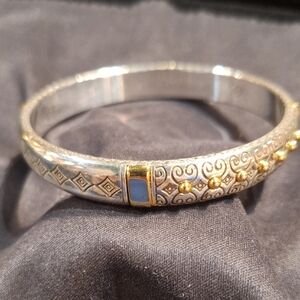 Brighton "Golden Gate" Silver and Gold Patterned Bracelet